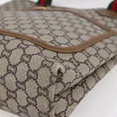 GUCCI GG Plus Supreme Web Sherry Line Tote Bag PVC Beige Gold Auth ep11042-10