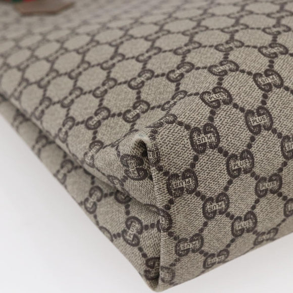 GUCCI GG Plus Supreme Web Sherry Line Tote Bag PVC Beige Gold Auth ep11042