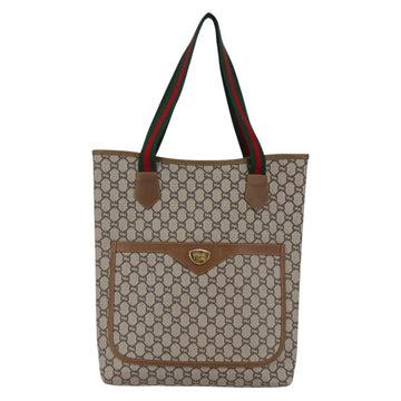 GUCCI GG Plus Supreme Web Sherry Line Tote Bag PVC Beige Gold Auth ep11042 - 0