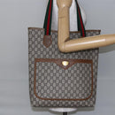 GUCCI GG Plus Supreme Web Sherry Line Tote Bag PVC Beige Gold Auth ep11042-20