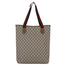 GUCCI GG Plus Supreme Web Sherry Line Tote Bag PVC Beige Gold Auth ep11042-3