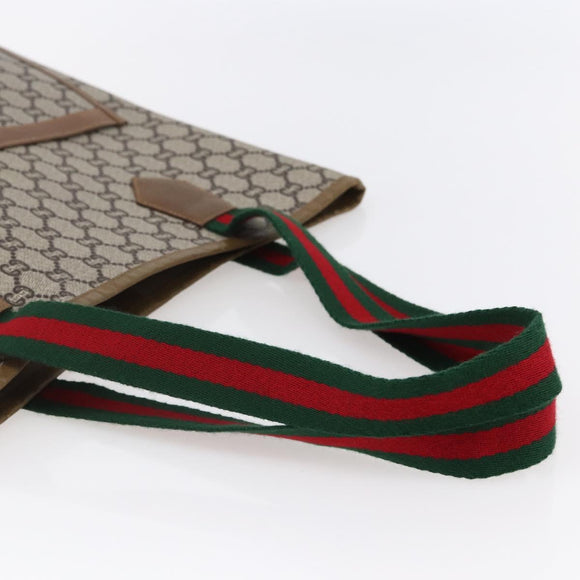 GUCCI GG Plus Supreme Web Sherry Line Tote Bag PVC Beige Gold Auth ep11042