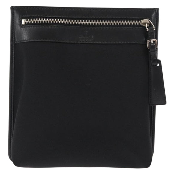 GUCCI Shoulder Bag Canvas Leather Black Auth ep11047