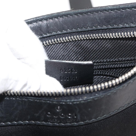 GUCCI Shoulder Bag Canvas Leather Black Auth ep11047