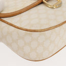 CELINE Macadam Canvas Shoulder Bag PVC Leather White Gold Auth ep11048-11