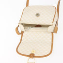 CELINE Macadam Canvas Shoulder Bag PVC Leather White Gold Auth ep11048-16