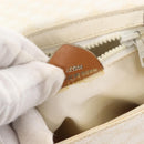 CELINE Macadam Canvas Shoulder Bag PVC Leather White Gold Auth ep11048-22