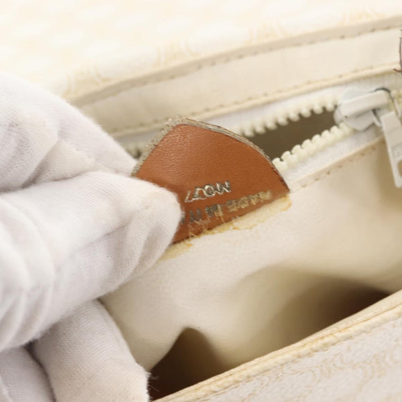 CELINE Macadam Canvas Shoulder Bag PVC Leather White Gold Auth ep11048