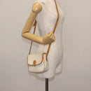 CELINE Macadam Canvas Shoulder Bag PVC Leather White Gold Auth ep11048-23