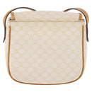 CELINE Macadam Canvas Shoulder Bag PVC Leather White Gold Auth ep11048-3