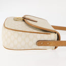 CELINE Macadam Canvas Shoulder Bag PVC Leather White Gold Auth ep11048-4