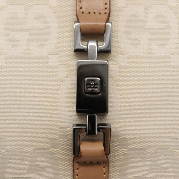 GUCCI GG Canvas Jackie Hand Bag Canvas Leather White Beige Auth ep11053