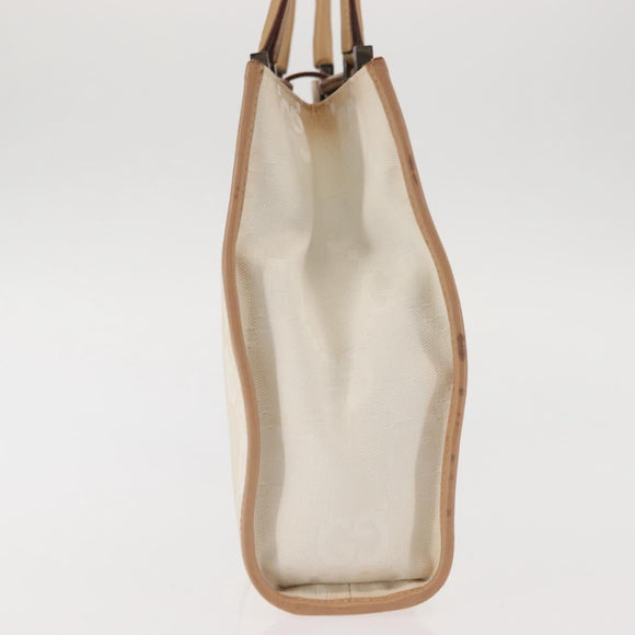 GUCCI GG Canvas Jackie Hand Bag Canvas Leather White Beige Auth ep11053