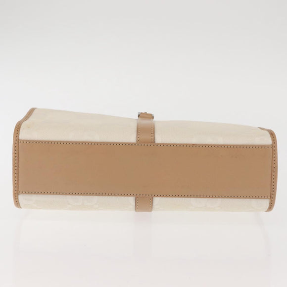 GUCCI GG Canvas Jackie Hand Bag Canvas Leather White Beige Auth ep11053