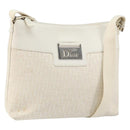 Christian Dior Trotter Canvas Shoulder Bag White Gold Auth ep11056-1