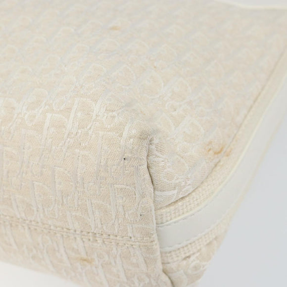 Christian Dior Trotter Canvas Shoulder Bag White Gold Auth ep11056