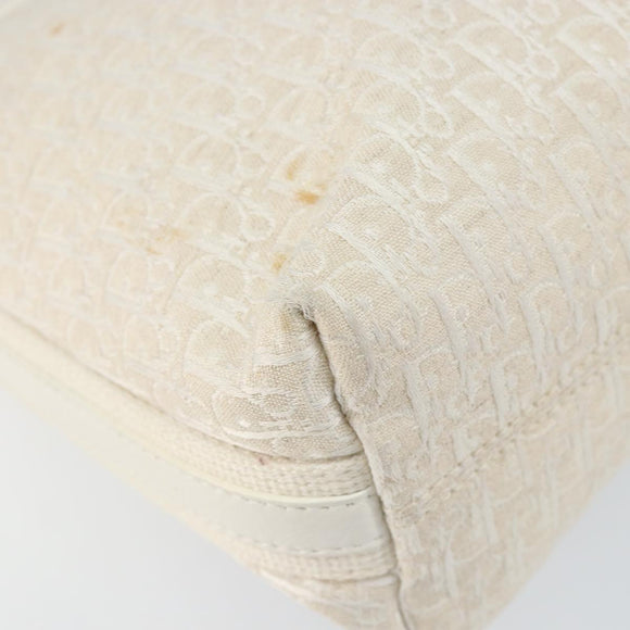 Christian Dior Trotter Canvas Shoulder Bag White Gold Auth ep11056