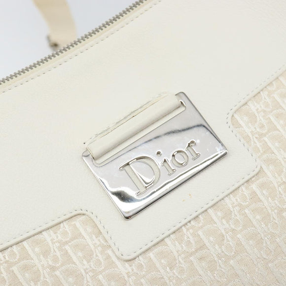 Christian Dior Trotter Canvas Shoulder Bag White Gold Auth ep11056