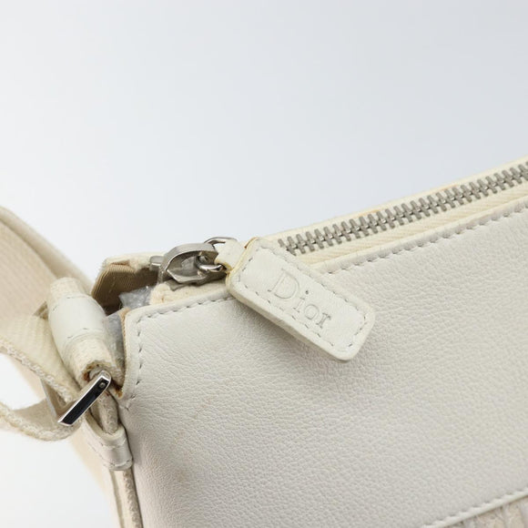 Christian Dior Trotter Canvas Shoulder Bag White Gold Auth ep11056
