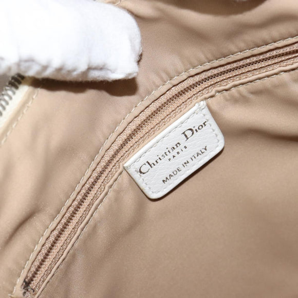 Christian Dior Trotter Canvas Shoulder Bag White Gold Auth ep11056