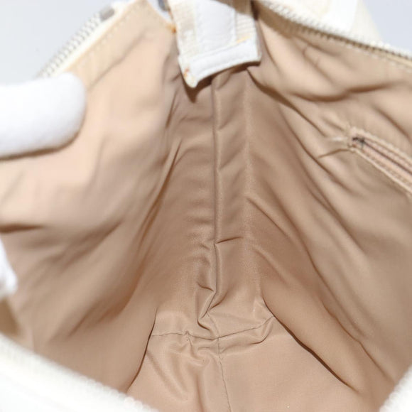 Christian Dior Trotter Canvas Shoulder Bag White Gold Auth ep11056