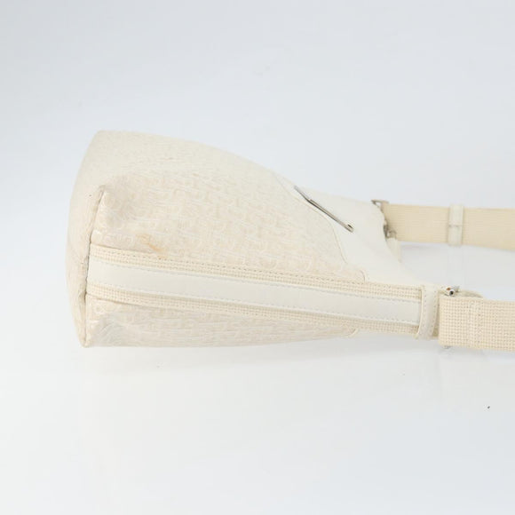 Christian Dior Trotter Canvas Shoulder Bag White Gold Auth ep11056