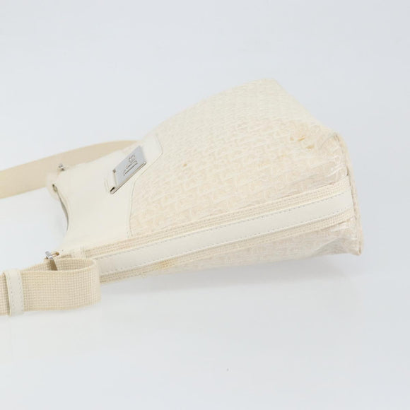 Christian Dior Trotter Canvas Shoulder Bag White Gold Auth ep11056