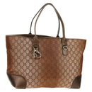 GUCCI GG Canvas Tote Bag Brown Gold Tone Auth ep11063-1