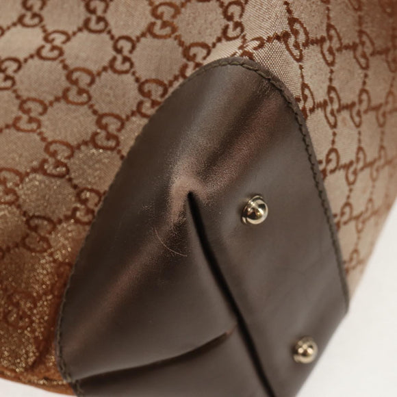 GUCCI GG Canvas Tote Bag Brown Gold Tone Auth ep11063