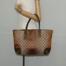 GUCCI GG Canvas Tote Bag Brown Gold Tone Auth ep11063-28