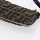 FENDI Zucca Canvas Mamma Baguette Shoulder Bag Black Brown Silver Auth ep11066-16