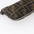FENDI Zucca Canvas Mamma Baguette Shoulder Bag Black Brown Silver Auth ep11066-9