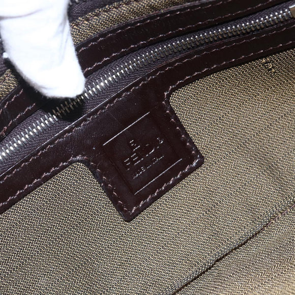 FENDI Zucca Canvas Mamma Baguette Shoulder Bag Black Brown Silver Auth ep11066