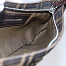 FENDI Zucca Canvas Mamma Baguette Shoulder Bag Black Brown Silver Auth ep11066-19