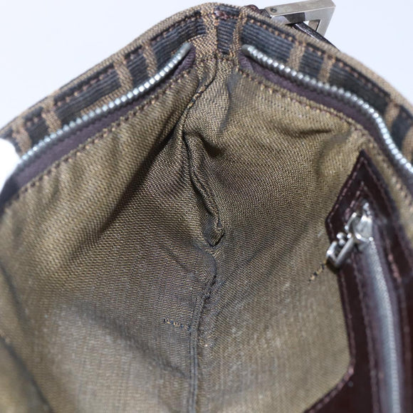 FENDI Zucca Canvas Mamma Baguette Shoulder Bag Black Brown Silver Auth ep11066