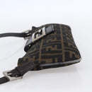 FENDI Zucca Canvas Mamma Baguette Shoulder Bag Black Brown Silver Auth ep11066-3