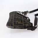FENDI Zucca Canvas Mamma Baguette Shoulder Bag Black Brown Silver Auth ep11066-4