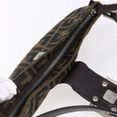 FENDI Zucca Canvas Mamma Baguette Shoulder Bag Black Brown Silver Auth ep11066-6