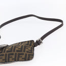 FENDI Zucca Canvas Mamma Baguette Shoulder Bag Black Brown Silver Auth ep11066-8