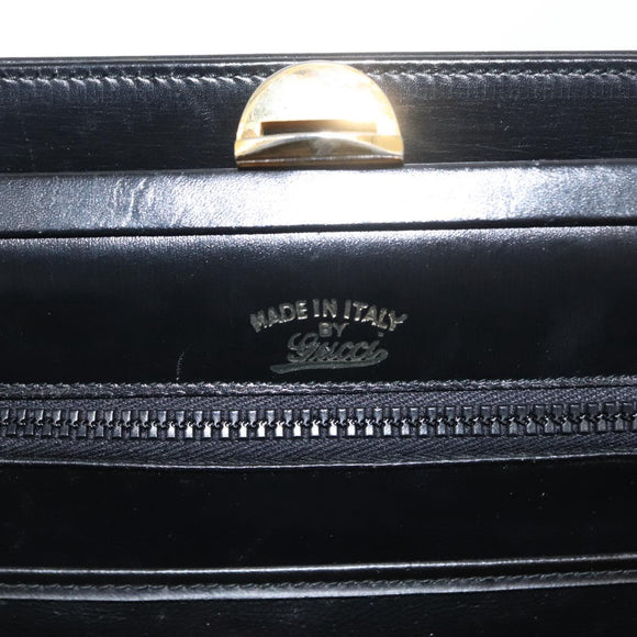 GUCCI Hand Bag Leather Black Auth ep11069