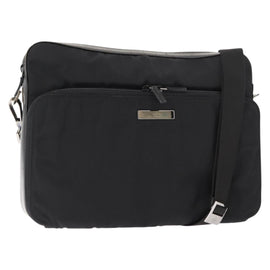 GUCCI Shoulder Bag Nylon Leather Black Auth ep11070