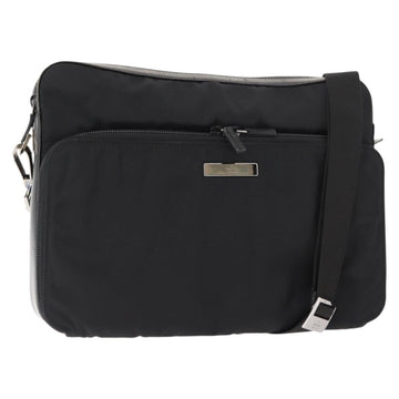 GUCCI Shoulder Bag Nylon Leather Black Auth ep11070