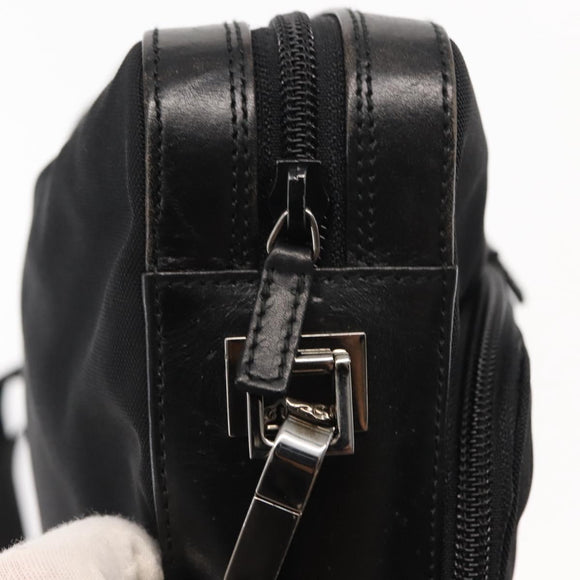 GUCCI Shoulder Bag Nylon Leather Black Auth ep11070