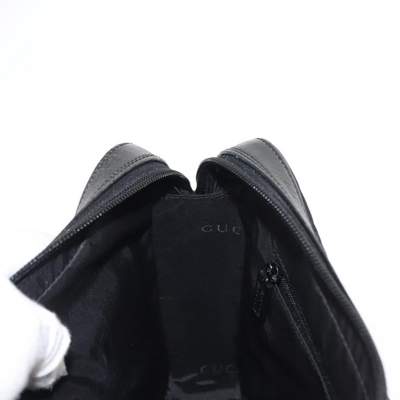 GUCCI Shoulder Bag Nylon Leather Black Auth ep11070