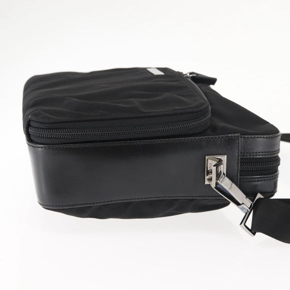 GUCCI Shoulder Bag Nylon Leather Black Auth ep11070