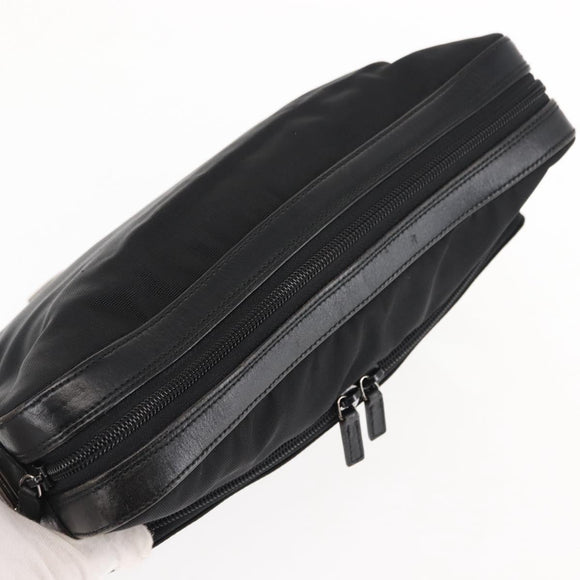 GUCCI Shoulder Bag Nylon Leather Black Auth ep11070