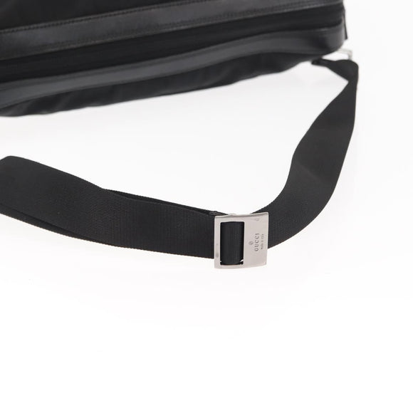 GUCCI Shoulder Bag Nylon Leather Black Auth ep11070
