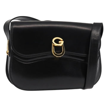 GUCCI Shoulder Bag Leather Black Auth ep11071