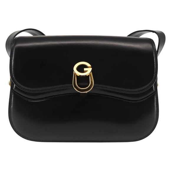 GUCCI Shoulder Bag Leather Black Auth ep11071