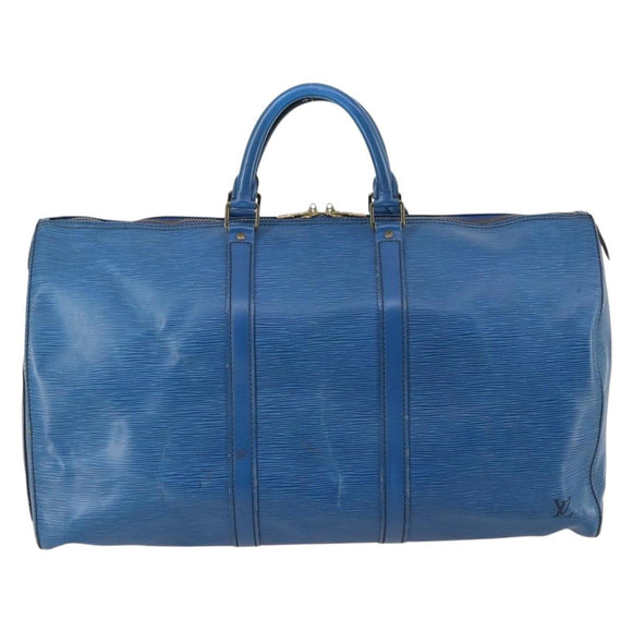 LOUIS VUITTON Epi Keepall 50 Boston Bag Blue M42965 LV Auth ep11073